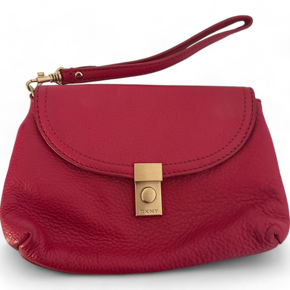 Women's DKNY Red Leather Clutch Small